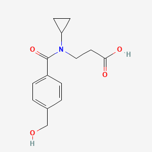 molecular formula C14H17NO4 B7575164 3-[Cyclopropyl-[4-(hydroxymethyl)benzoyl]amino]propanoic acid 