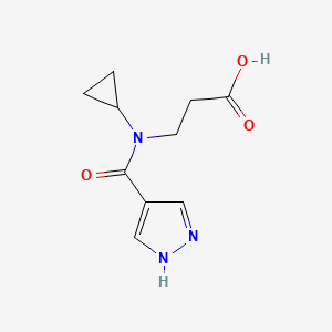 molecular formula C10H13N3O3 B7575171 3-[cyclopropyl(1H-pyrazole-4-carbonyl)amino]propanoic acid 