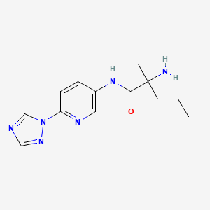 molecular formula C13H18N6O B7575180 2-amino-2-methyl-N-[6-(1,2,4-triazol-1-yl)pyridin-3-yl]pentanamide 