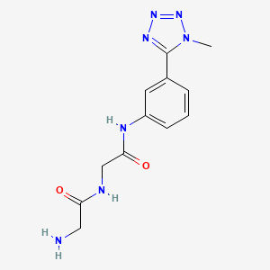 molecular formula C12H15N7O2 B7575193 2-amino-N-[2-[3-(1-methyltetrazol-5-yl)anilino]-2-oxoethyl]acetamide 