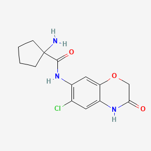 molecular formula C14H16ClN3O3 B7575208 1-amino-N-(6-chloro-3-oxo-4H-1,4-benzoxazin-7-yl)cyclopentane-1-carboxamide 