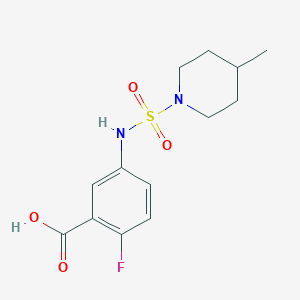 molecular formula C13H17FN2O4S B7575242 2-Fluoro-5-[(4-methylpiperidin-1-yl)sulfonylamino]benzoic acid 