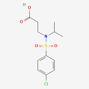 molecular formula C12H16ClNO4S B7575256 3-[(4-Chlorophenyl)sulfonyl-propan-2-ylamino]propanoic acid 