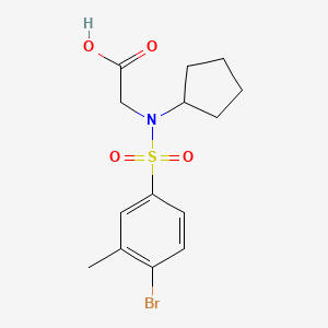 molecular formula C14H18BrNO4S B7575260 2-[(4-Bromo-3-methylphenyl)sulfonyl-cyclopentylamino]acetic acid 