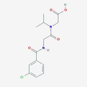 molecular formula C14H17ClN2O4 B7575268 2-[[2-[(3-Chlorobenzoyl)amino]acetyl]-propan-2-ylamino]acetic acid 