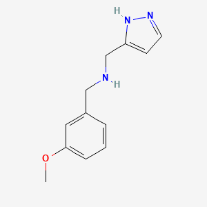 molecular formula C12H15N3O B7575269 1-(3-methoxyphenyl)-N-(1H-pyrazol-5-ylmethyl)methanamine 