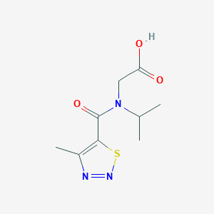 molecular formula C9H13N3O3S B7575276 2-[(4-Methylthiadiazole-5-carbonyl)-propan-2-ylamino]acetic acid 