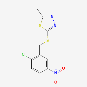 molecular formula C10H8ClN3O2S2 B7575315 2-[(2-Chloro-5-nitrophenyl)methylsulfanyl]-5-methyl-1,3,4-thiadiazole 