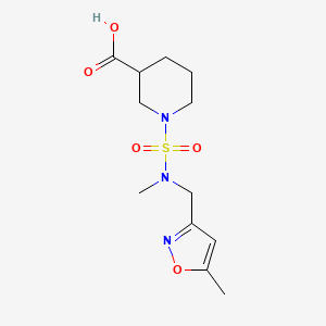 molecular formula C12H19N3O5S B7575343 1-[Methyl-[(5-methyl-1,2-oxazol-3-yl)methyl]sulfamoyl]piperidine-3-carboxylic acid 