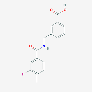 molecular formula C16H14FNO3 B7575401 3-[[(3-Fluoro-4-methylbenzoyl)amino]methyl]benzoic acid 