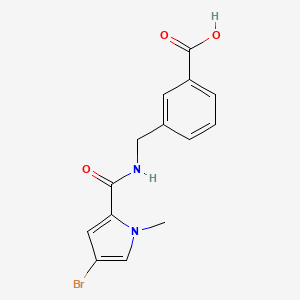 molecular formula C14H13BrN2O3 B7575403 3-[[(4-Bromo-1-methylpyrrole-2-carbonyl)amino]methyl]benzoic acid 