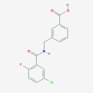 molecular formula C15H11ClFNO3 B7575405 3-[[(5-Chloro-2-fluorobenzoyl)amino]methyl]benzoic acid 