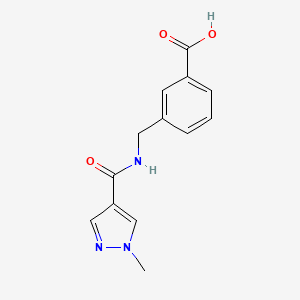 molecular formula C13H13N3O3 B7575408 3-[[(1-Methylpyrazole-4-carbonyl)amino]methyl]benzoic acid 