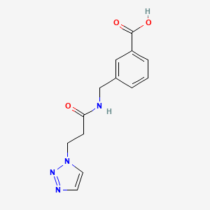 molecular formula C13H14N4O3 B7575416 3-[[3-(Triazol-1-yl)propanoylamino]methyl]benzoic acid 