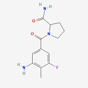 molecular formula C13H16FN3O2 B7575427 1-(3-Amino-5-fluoro-4-methylbenzoyl)pyrrolidine-2-carboxamide 