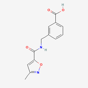 molecular formula C13H12N2O4 B7575451 3-[[(3-Methyl-1,2-oxazole-5-carbonyl)amino]methyl]benzoic acid 
