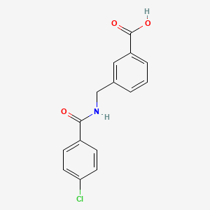 molecular formula C15H12ClNO3 B7575455 3-[[(4-Chlorobenzoyl)amino]methyl]benzoic acid 