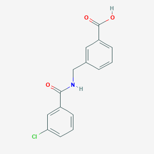 molecular formula C15H12ClNO3 B7575458 3-[[(3-Chlorobenzoyl)amino]methyl]benzoic acid 