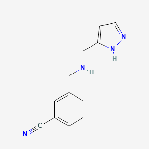 molecular formula C12H12N4 B7575521 3-[(1H-pyrazol-5-ylmethylamino)methyl]benzonitrile 