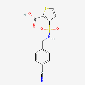 molecular formula C13H10N2O4S2 B7575523 3-[(4-Cyanophenyl)methylsulfamoyl]thiophene-2-carboxylic acid 