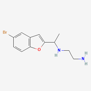 molecular formula C12H15BrN2O B7575550 N'-[1-(5-bromo-1-benzofuran-2-yl)ethyl]ethane-1,2-diamine 