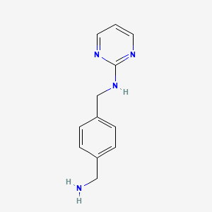molecular formula C12H14N4 B7575562 N-[[4-(aminomethyl)phenyl]methyl]pyrimidin-2-amine 