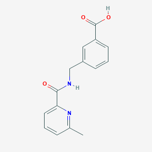 molecular formula C15H14N2O3 B7575616 3-[[(6-Methylpyridine-2-carbonyl)amino]methyl]benzoic acid 