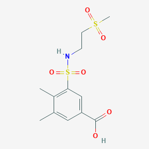 molecular formula C12H17NO6S2 B7575627 3,4-Dimethyl-5-(2-methylsulfonylethylsulfamoyl)benzoic acid 
