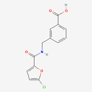 molecular formula C13H10ClNO4 B7575632 3-[[(5-Chlorofuran-2-carbonyl)amino]methyl]benzoic acid 