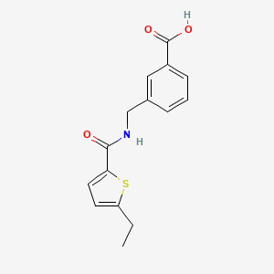 molecular formula C15H15NO3S B7575672 3-[[(5-Ethylthiophene-2-carbonyl)amino]methyl]benzoic acid 