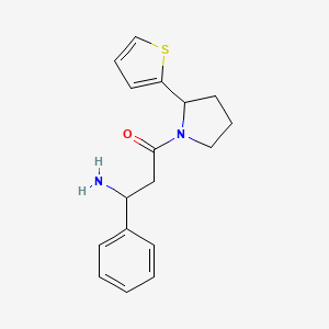 molecular formula C17H20N2OS B7575722 3-Amino-3-phenyl-1-(2-thiophen-2-ylpyrrolidin-1-yl)propan-1-one 