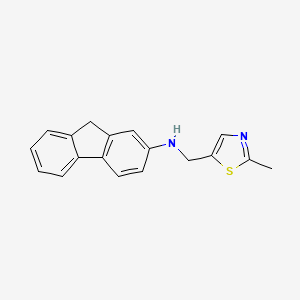 molecular formula C18H16N2S B7575749 N-[(2-methyl-1,3-thiazol-5-yl)methyl]-9H-fluoren-2-amine 