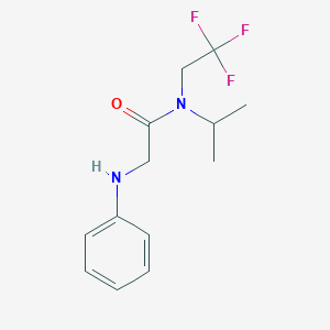 molecular formula C13H17F3N2O B7575754 2-anilino-N-propan-2-yl-N-(2,2,2-trifluoroethyl)acetamide 