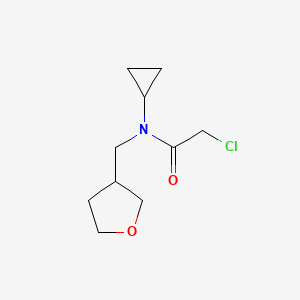 molecular formula C10H16ClNO2 B7575810 2-chloro-N-cyclopropyl-N-(oxolan-3-ylmethyl)acetamide 