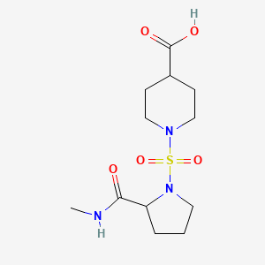 molecular formula C12H21N3O5S B7575872 1-[2-(Methylcarbamoyl)pyrrolidin-1-yl]sulfonylpiperidine-4-carboxylic acid 
