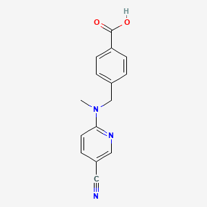 molecular formula C15H13N3O2 B7575895 4-[[(5-Cyanopyridin-2-yl)-methylamino]methyl]benzoic acid 