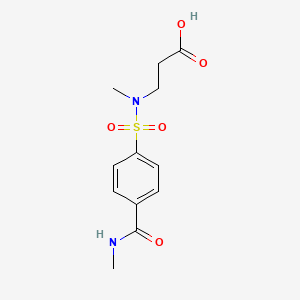 molecular formula C12H16N2O5S B7575927 3-[Methyl-[4-(methylcarbamoyl)phenyl]sulfonylamino]propanoic acid 