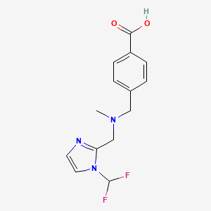 molecular formula C14H15F2N3O2 B7575931 4-[[[1-(Difluoromethyl)imidazol-2-yl]methyl-methylamino]methyl]benzoic acid 
