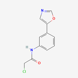 molecular formula C11H9ClN2O2 B7575969 2-chloro-N-[3-(1,3-oxazol-5-yl)phenyl]acetamide 