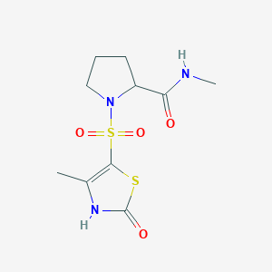 molecular formula C10H15N3O4S2 B7576052 N-methyl-1-[(4-methyl-2-oxo-3H-1,3-thiazol-5-yl)sulfonyl]pyrrolidine-2-carboxamide 