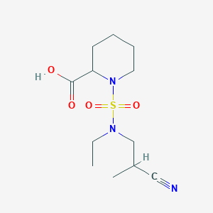 molecular formula C12H21N3O4S B7576083 1-[2-Cyanopropyl(ethyl)sulfamoyl]piperidine-2-carboxylic acid 