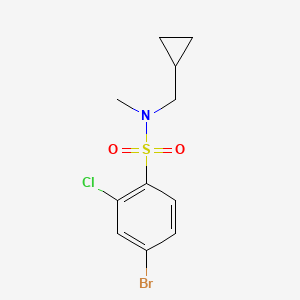 molecular formula C11H13BrClNO2S B7576093 4-bromo-2-chloro-N-(cyclopropylmethyl)-N-methylbenzenesulfonamide 
