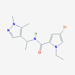 molecular formula C14H19BrN4O B7576132 4-bromo-N-[1-(1,5-dimethylpyrazol-4-yl)ethyl]-1-ethylpyrrole-2-carboxamide 