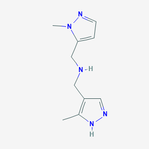 molecular formula C10H15N5 B7576155 1-(2-methylpyrazol-3-yl)-N-[(5-methyl-1H-pyrazol-4-yl)methyl]methanamine 