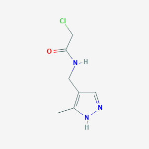 molecular formula C7H10ClN3O B7576159 2-chloro-N-[(5-methyl-1H-pyrazol-4-yl)methyl]acetamide 