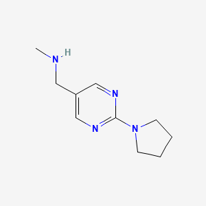 molecular formula C10H16N4 B7576161 N-methyl-1-(2-pyrrolidin-1-ylpyrimidin-5-yl)methanamine 
