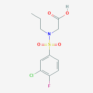 molecular formula C11H13ClFNO4S B7576215 2-[(3-Chloro-4-fluorophenyl)sulfonyl-propylamino]acetic acid 