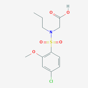 molecular formula C12H16ClNO5S B7576226 2-[(4-Chloro-2-methoxyphenyl)sulfonyl-propylamino]acetic acid 
