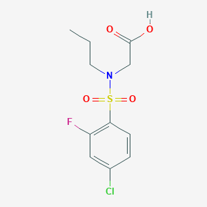 molecular formula C11H13ClFNO4S B7576231 2-[(4-Chloro-2-fluorophenyl)sulfonyl-propylamino]acetic acid 