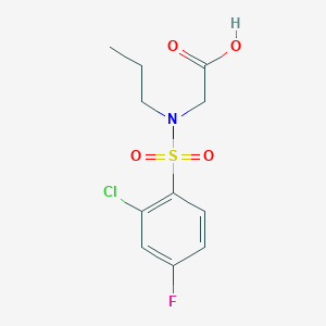 molecular formula C11H13ClFNO4S B7576238 2-[(2-Chloro-4-fluorophenyl)sulfonyl-propylamino]acetic acid 